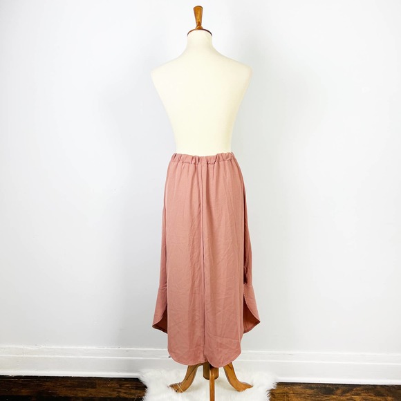 Zaful front button mauve midi skirt bottom ruffle Size Small - Picture 2 of 6